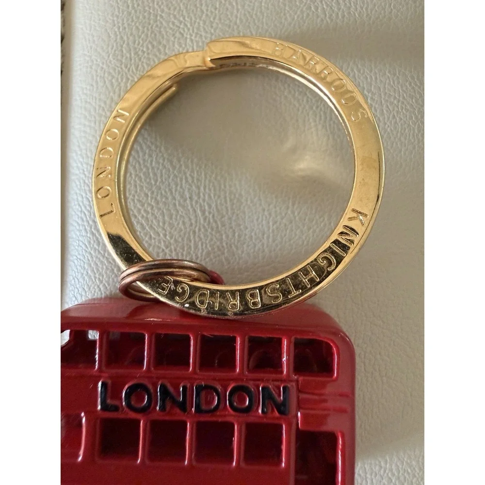 Harrods Knightsbridge London England Double Decker Bus Keychain Fob UK Key Ring